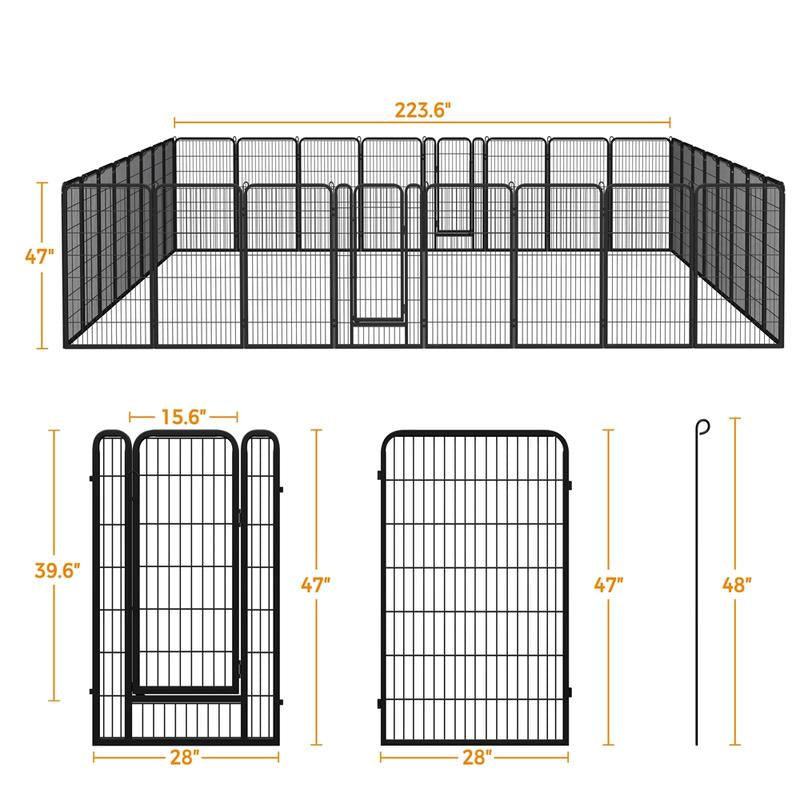 【Heavy Duty】Yaheetech Dog Playpen 6/8/12/16 Panels Metal Pet Playpen, Outdoor Indoor Dog Exercise Barrier Fence, 24/32/40/47 Inch