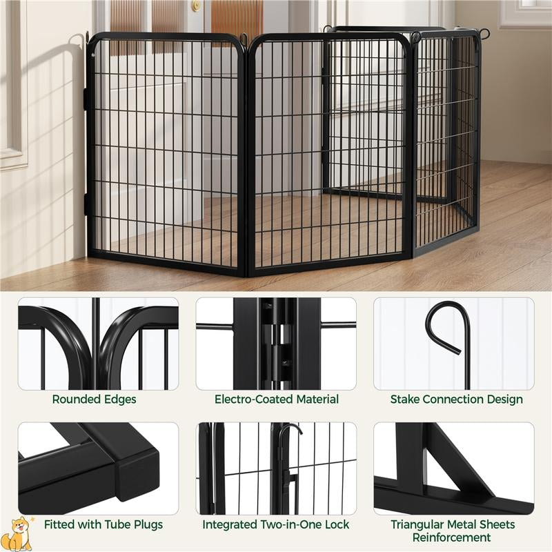 【Heavy Duty】Yaheetech Dog Playpen 6/8/12/16 Panels Metal Pet Playpen, Outdoor Indoor Dog Exercise Barrier Fence, 24/32/40/47 Inch