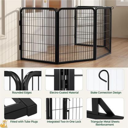 【Heavy Duty】Yaheetech Dog Playpen 6/8/12/16 Panels Metal Pet Playpen, Outdoor Indoor Dog Exercise Barrier Fence, 24/32/40/47 Inch