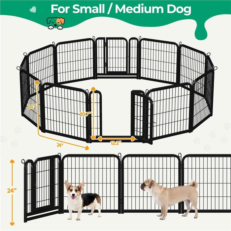 【Heavy Duty】Yaheetech Dog Playpen 6/8/12/16 Panels Metal Pet Playpen, Outdoor Indoor Dog Exercise Barrier Fence, 24/32/40/47 Inch