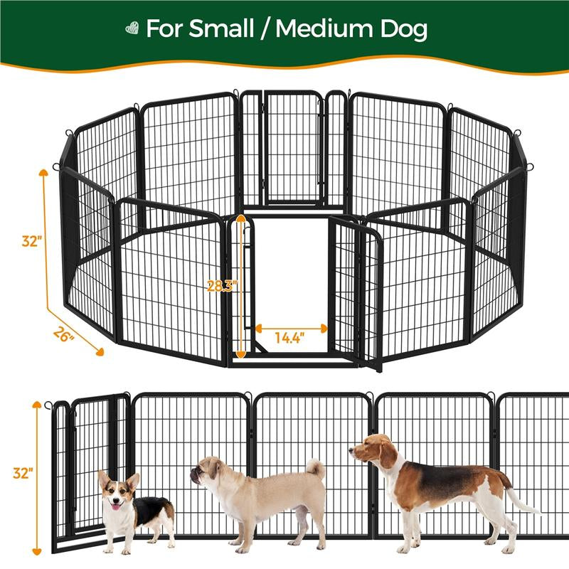 【Heavy Duty】Yaheetech Dog Playpen 6/8/12/16 Panels Metal Pet Playpen, Outdoor Indoor Dog Exercise Barrier Fence, 24/32/40/47 Inch