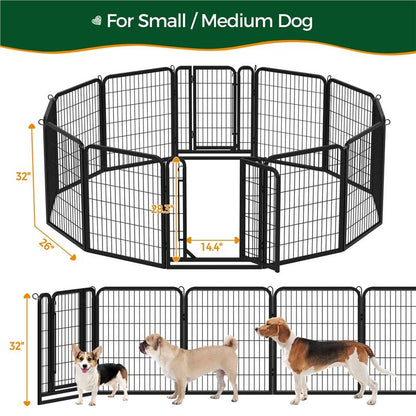 【Heavy Duty】Yaheetech Dog Playpen 6/8/12/16 Panels Metal Pet Playpen, Outdoor Indoor Dog Exercise Barrier Fence, 24/32/40/47 Inch