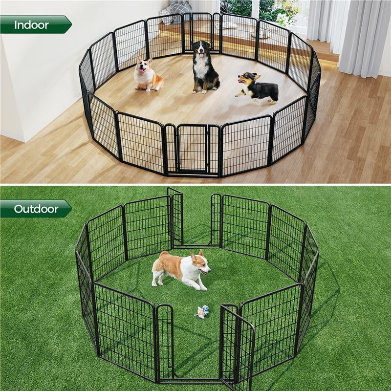 【Heavy Duty】Yaheetech Dog Playpen 6/8/12/16 Panels Metal Pet Playpen, Outdoor Indoor Dog Exercise Barrier Fence, 24/32/40/47 Inch