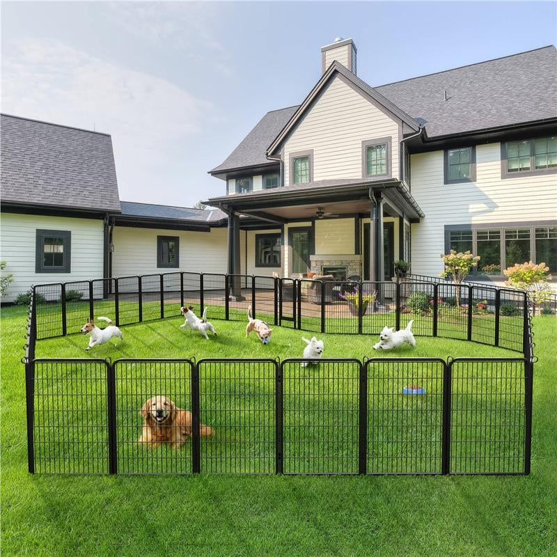 【Heavy Duty】Yaheetech Dog Playpen 6/8/12/16 Panels Metal Pet Playpen, Outdoor Indoor Dog Exercise Barrier Fence, 24/32/40/47 Inch