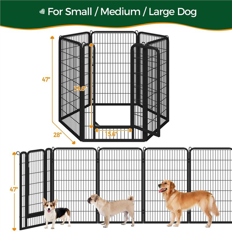 【Heavy Duty】Yaheetech Dog Playpen 6/8/12/16 Panels Metal Pet Playpen, Outdoor Indoor Dog Exercise Barrier Fence, 24/32/40/47 Inch