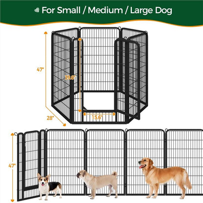 【Heavy Duty】Yaheetech Dog Playpen 6/8/12/16 Panels Metal Pet Playpen, Outdoor Indoor Dog Exercise Barrier Fence, 24/32/40/47 Inch