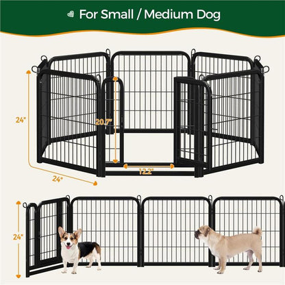 【Heavy Duty】Yaheetech Dog Playpen 6/8/12/16 Panels Metal Pet Playpen, Outdoor Indoor Dog Exercise Barrier Fence, 24/32/40/47 Inch