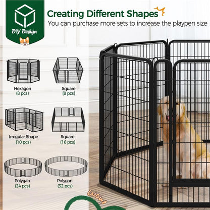 【Heavy Duty】Yaheetech Dog Playpen 6/8/12/16 Panels Metal Pet Playpen, Outdoor Indoor Dog Exercise Barrier Fence, 24/32/40/47 Inch