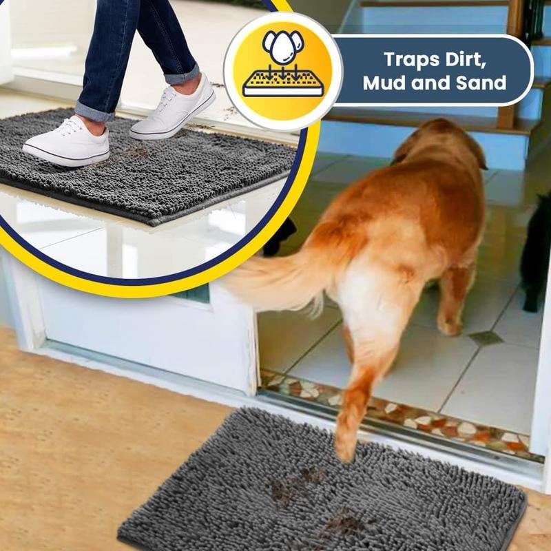 Muddy Mat Shown on TV – Super Absorbent Microfiber Dog Door Mat for Muddy Paws, Non-Slip Washable Pet Rug, Quick Dry Chenille Entryway Carpet, Machine Washable Indoor Outdoor Mat
