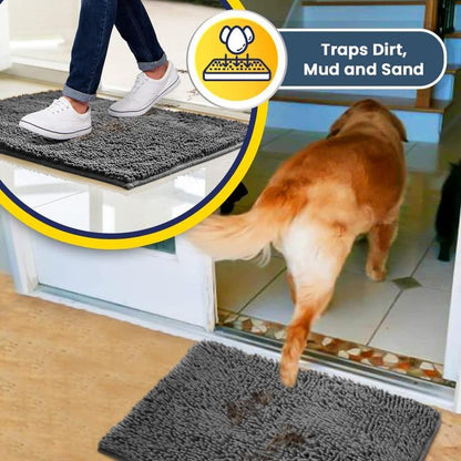 Muddy Mat Shown on TV – Super Absorbent Microfiber Dog Door Mat for Muddy Paws, Non-Slip Washable Pet Rug, Quick Dry Chenille Entryway Carpet, Machine Washable Indoor Outdoor Mat