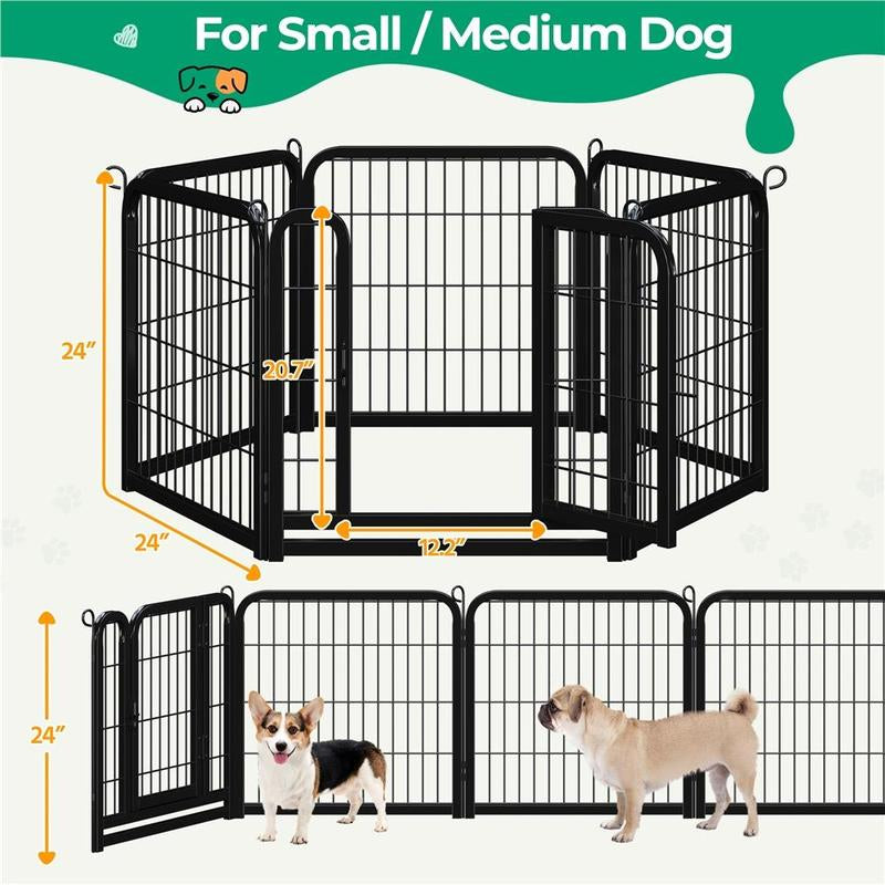 【Heavy Duty】Yaheetech Dog Playpen 6/8/12/16 Panels Metal Pet Playpen, Outdoor Indoor Dog Exercise Barrier Fence, 24/32/40/47 Inch