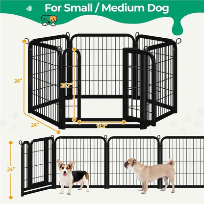 【Heavy Duty】Yaheetech Dog Playpen 6/8/12/16 Panels Metal Pet Playpen, Outdoor Indoor Dog Exercise Barrier Fence, 24/32/40/47 Inch