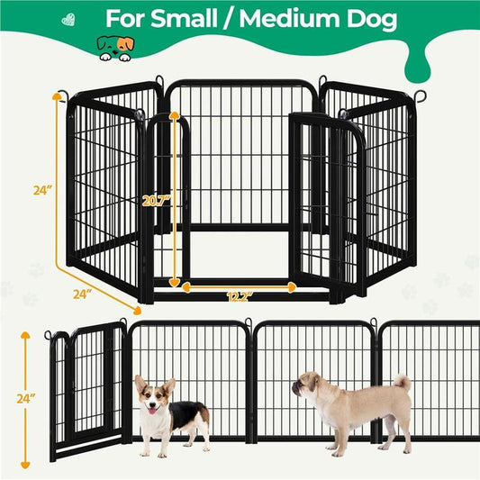 【Heavy Duty】Yaheetech Dog Playpen 6/8/12/16 Panels Metal Pet Playpen, Outdoor Indoor Dog Exercise Barrier Fence, 24/32/40/47 Inch
