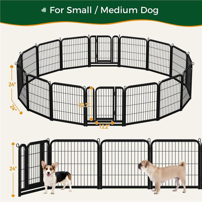 【Heavy Duty】Yaheetech Dog Playpen 6/8/12/16 Panels Metal Pet Playpen, Outdoor Indoor Dog Exercise Barrier Fence, 24/32/40/47 Inch