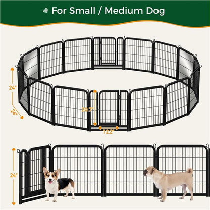 【Heavy Duty】Yaheetech Dog Playpen 6/8/12/16 Panels Metal Pet Playpen, Outdoor Indoor Dog Exercise Barrier Fence, 24/32/40/47 Inch