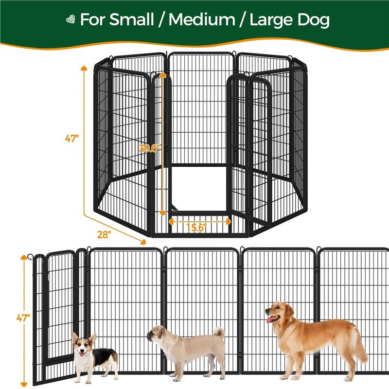 【Heavy Duty】Yaheetech Dog Playpen 6/8/12/16 Panels Metal Pet Playpen, Outdoor Indoor Dog Exercise Barrier Fence, 24/32/40/47 Inch