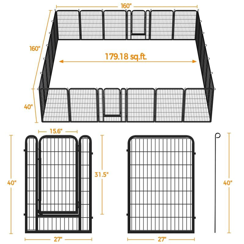【Heavy Duty】Yaheetech Dog Playpen 6/8/12/16 Panels Metal Pet Playpen, Outdoor Indoor Dog Exercise Barrier Fence, 24/32/40/47 Inch