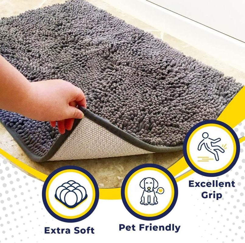 Muddy Mat Shown on TV – Super Absorbent Microfiber Dog Door Mat for Muddy Paws, Non-Slip Washable Pet Rug, Quick Dry Chenille Entryway Carpet, Machine Washable Indoor Outdoor Mat
