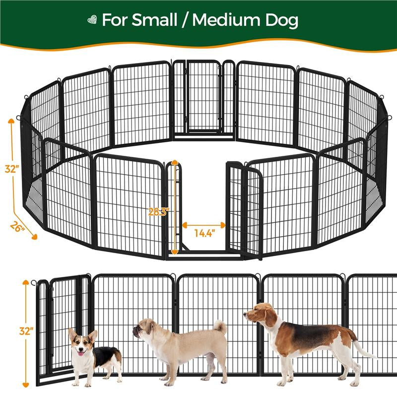 【Heavy Duty】Yaheetech Dog Playpen 6/8/12/16 Panels Metal Pet Playpen, Outdoor Indoor Dog Exercise Barrier Fence, 24/32/40/47 Inch
