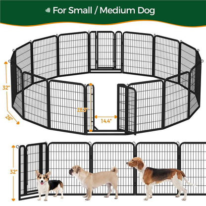 【Heavy Duty】Yaheetech Dog Playpen 6/8/12/16 Panels Metal Pet Playpen, Outdoor Indoor Dog Exercise Barrier Fence, 24/32/40/47 Inch