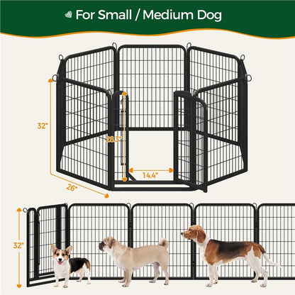 【Heavy Duty】Yaheetech Dog Playpen 6/8/12/16 Panels Metal Pet Playpen, Outdoor Indoor Dog Exercise Barrier Fence, 24/32/40/47 Inch