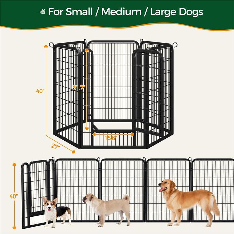 【Heavy Duty】Yaheetech Dog Playpen 6/8/12/16 Panels Metal Pet Playpen, Outdoor Indoor Dog Exercise Barrier Fence, 24/32/40/47 Inch