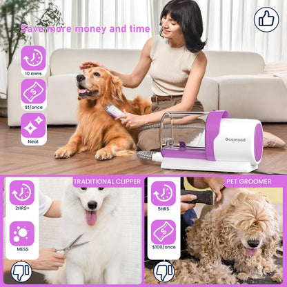 【Geoorood】Dog Grooming Vacuum Kit, Pet Grooming Vacuum with Clipper Nail Grinder, 2.5L Dust Cup Dog Deshedding Vacuum Brush with 4-6 Pet Grooming Tools for Shedding Pet Hair, Professional Pet Grooming Vacuum Kit#Septemberrestock#Fallfreshness